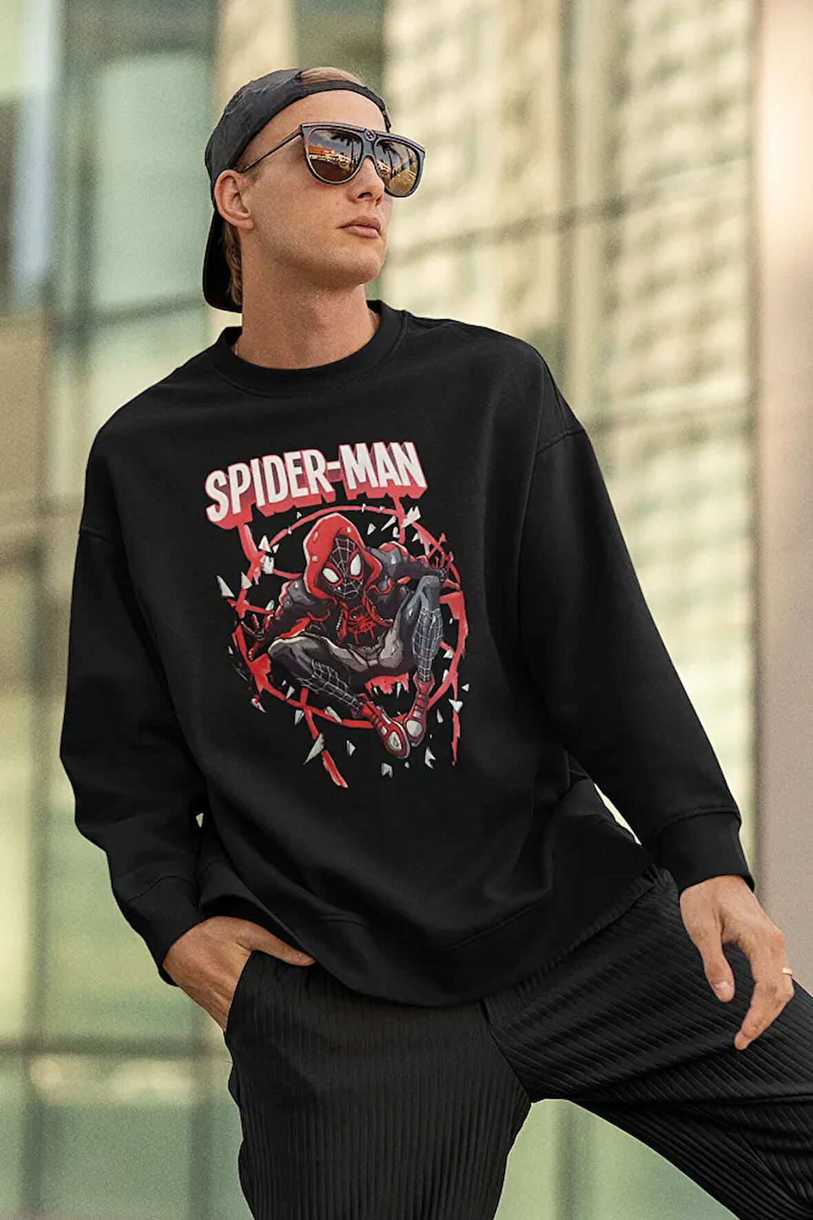 Spider-Man Baskılı Unisex Oversize Örümcek Adam Sweatshirt