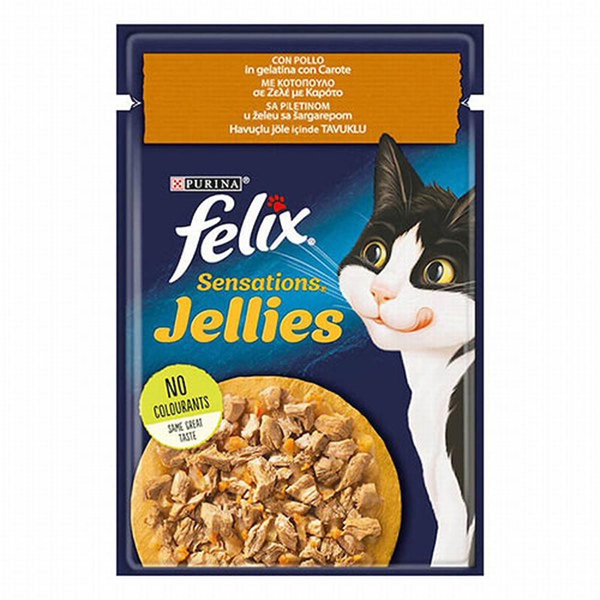 Felix Sensations Jellies Tavuklu Ve Havuçlu Yetişkin Kedi Konservesi 6 Adet 85 Gr 