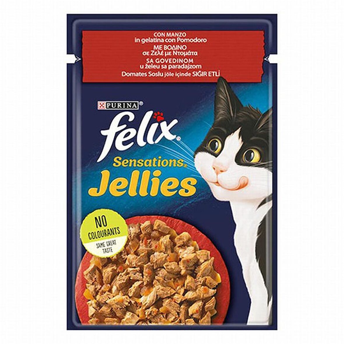 Felix Sensation Sığır Etli Ve Domatesli Jel Yetişkin Kedi Konservesi Pouch 6 Adet 85 Gr 