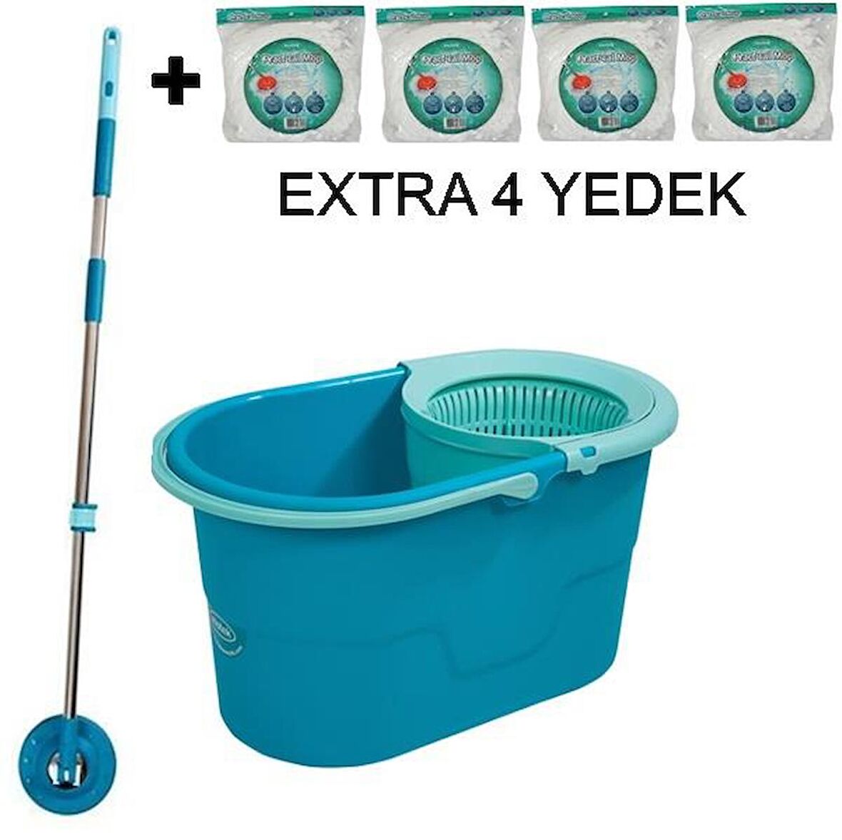 Motek Fix Mop Temizli Seti Paspas Temizlik Kovası+4Ad Yedek Başlık