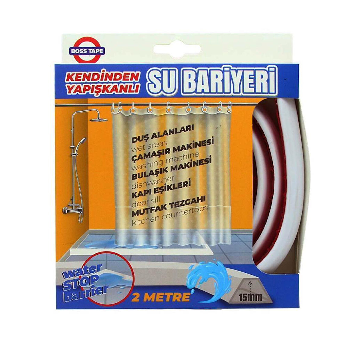 Su Kesici Bariyer Kendinden Yapışkanlı Duş, Kapı Eşiği, Mutfak Tezgahı 2Mt