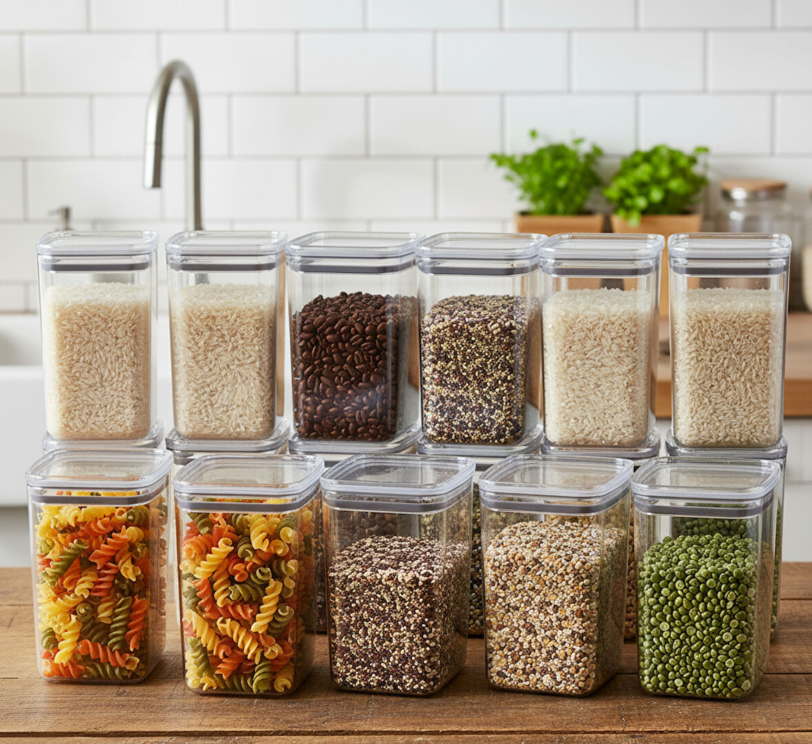 Geseus Dikdörtgen Hava Geçirmez Erzak Saklama Kabı 12 Adet 2100 ML