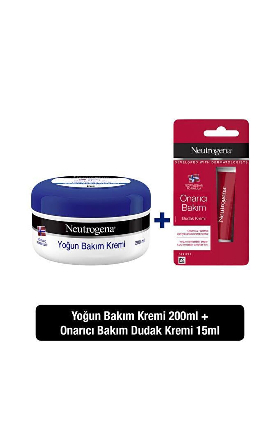 Neutrogena Nemlendirici Tüm Cilt Tipleri için  Vücut Kremi 200 ml & Neutrogena Onarıcı Bakım Dudak Kremi 15 ml 