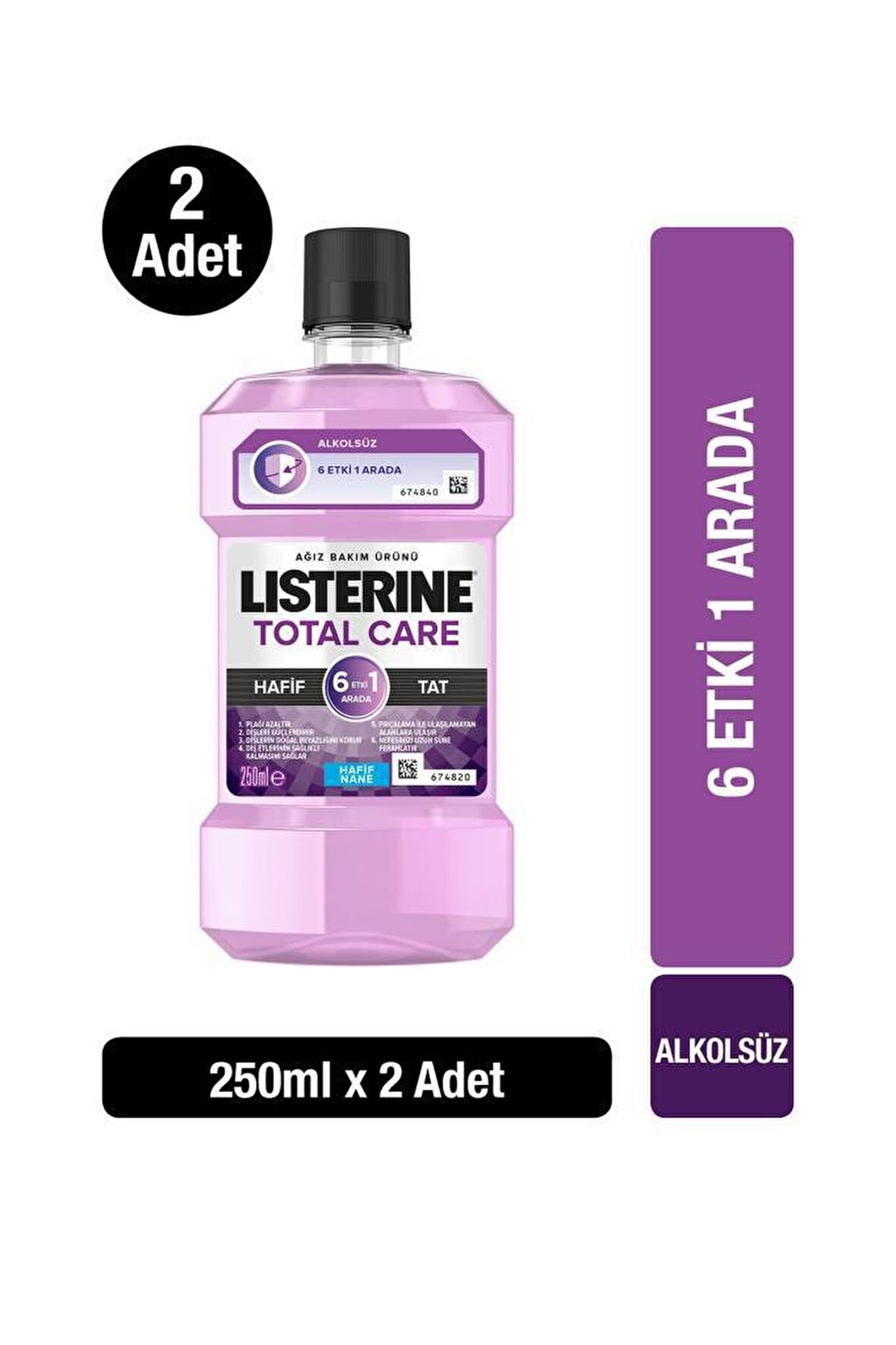 Listerine Total Care Hafif Tat Alkolsüz Ağız Bakım Suyu 250 ml X2