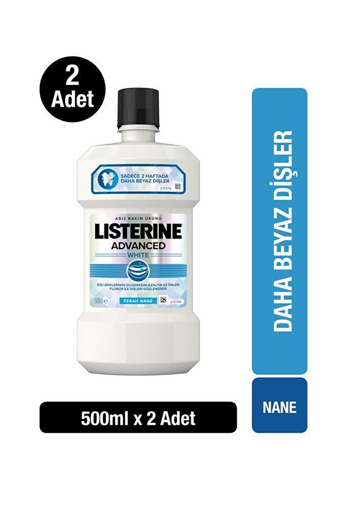 Listerine Advanced White Hafif Tat Alkolsüz Ağız Bakım Suyu 500 Ml x2