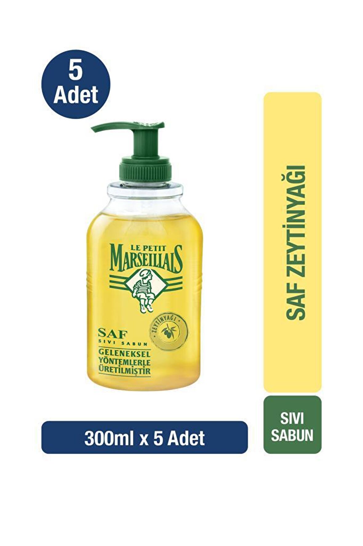 Saf Sıvı Sabun Zeytinyağı 300 ml x5 Avantajlı Paket