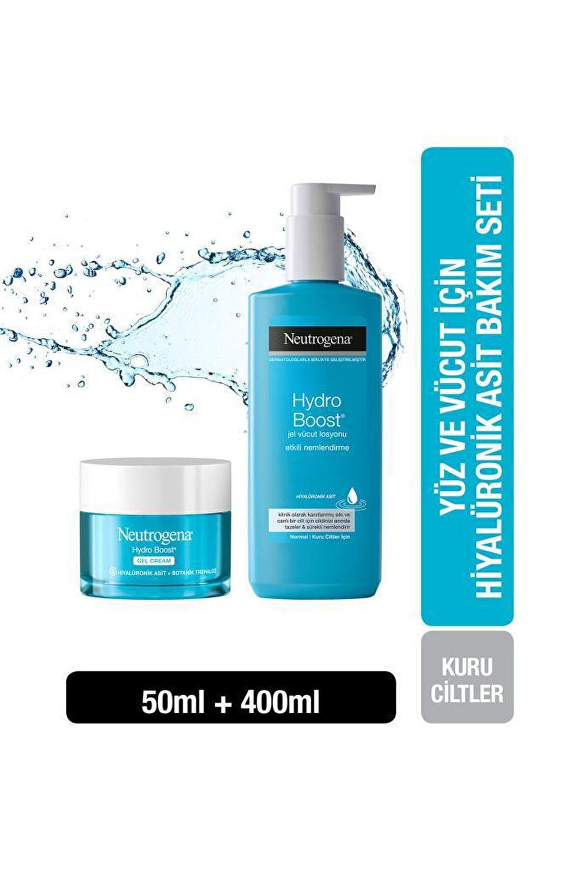 Neutrogena Hydro Boost Nemlendirici Kuru Cilt için  Vücut Losyonu 50 ml & Jel Vücut Losyonu 400 ml 