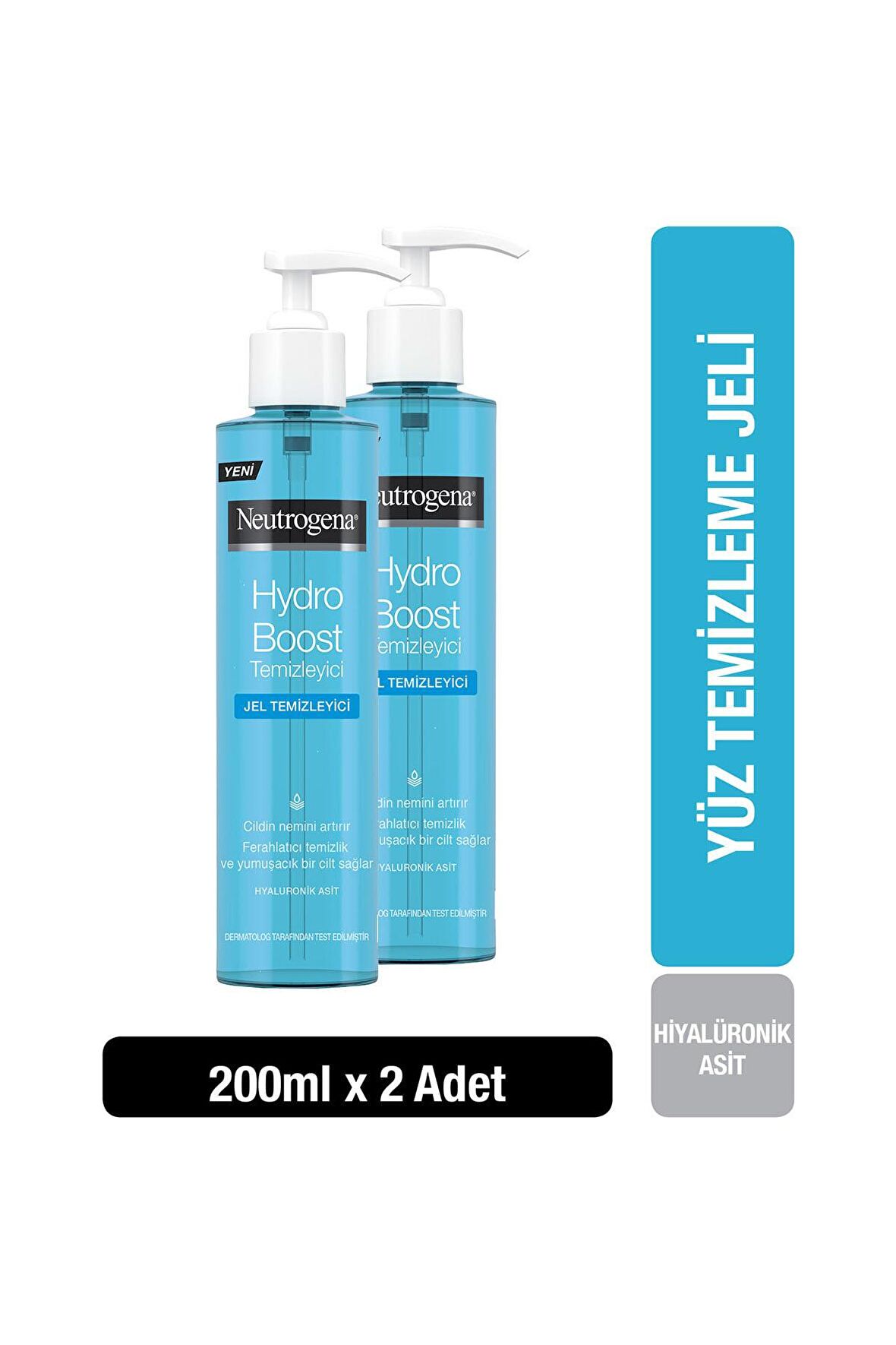 Neutrogena Hydro Boost Hassas Cilt için Temizleyici Hyaluronik Asit Yüz Temizleme Jeli 2x200 ml 