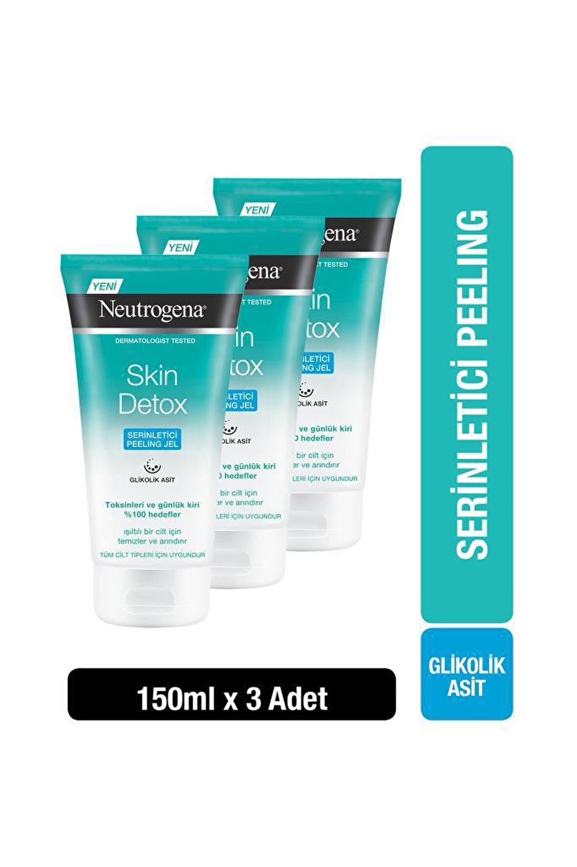 Neutrogena Skin Detox Tüm Ciltler için Temizleyici Glikolik Asit Yüz Temizleme Jeli 150 ml 