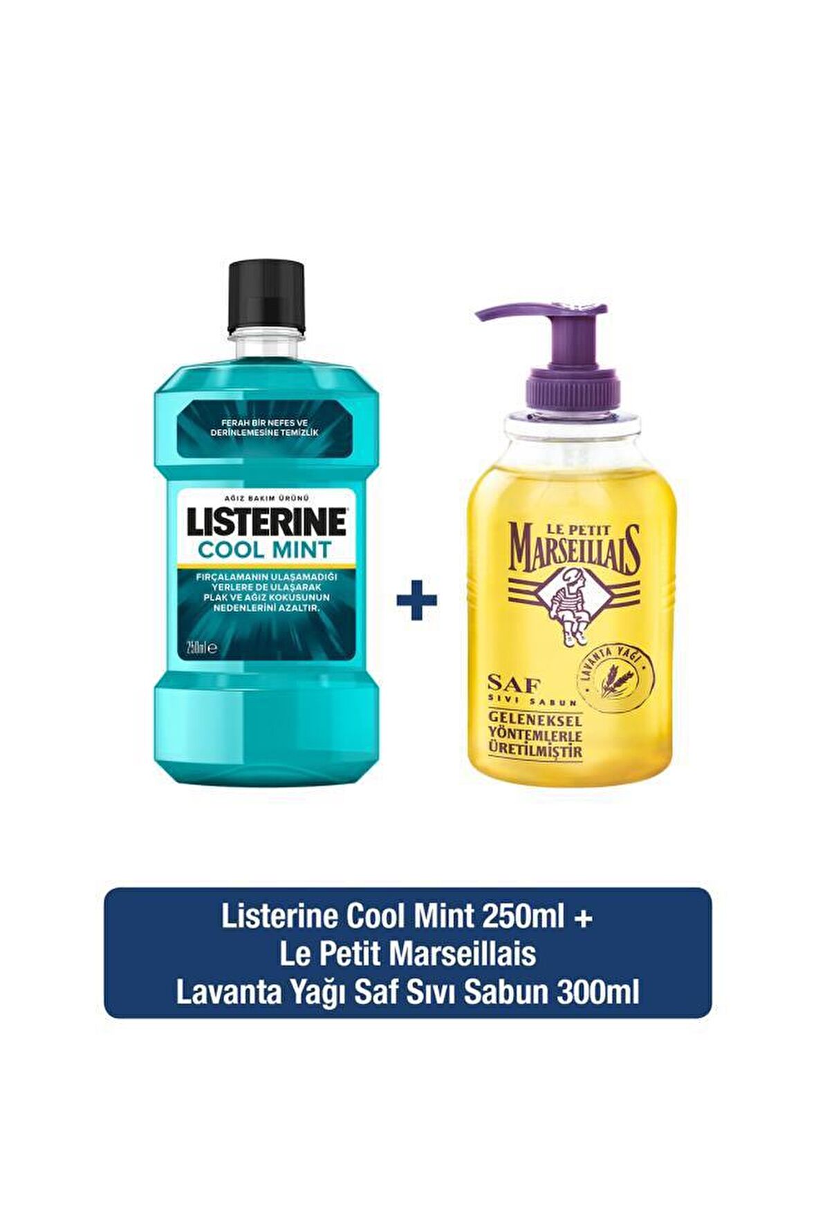 Listerine Cool Mint 250 ml + Le Petit Marseillais Lavanta Yağı Saf Sıvı Sabun 300 ml