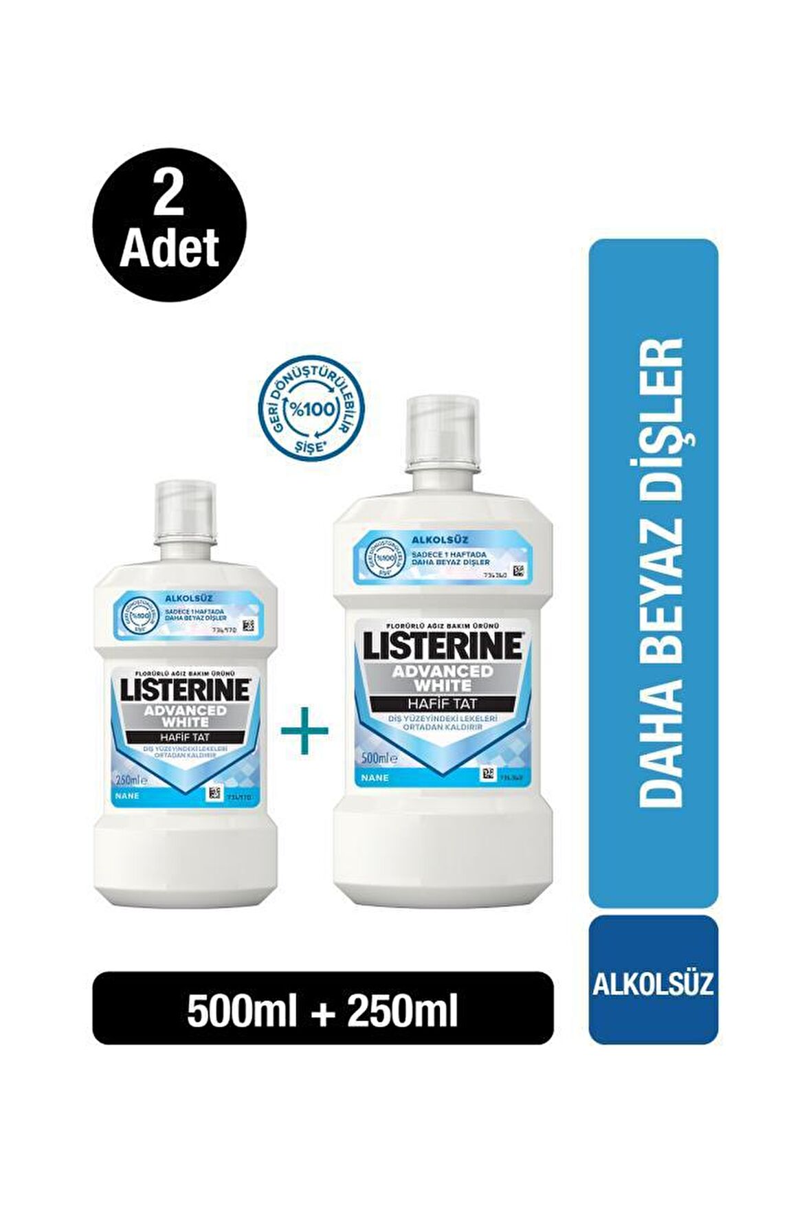 Listerine 500+250  Advanced White Hafif Tat x 2 