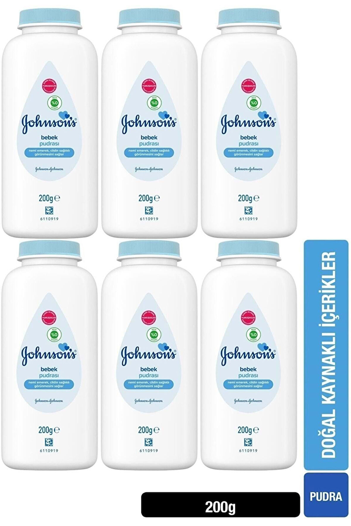 Johnson's Baby Bebek Pudrası 200gr (6 Lı Set)