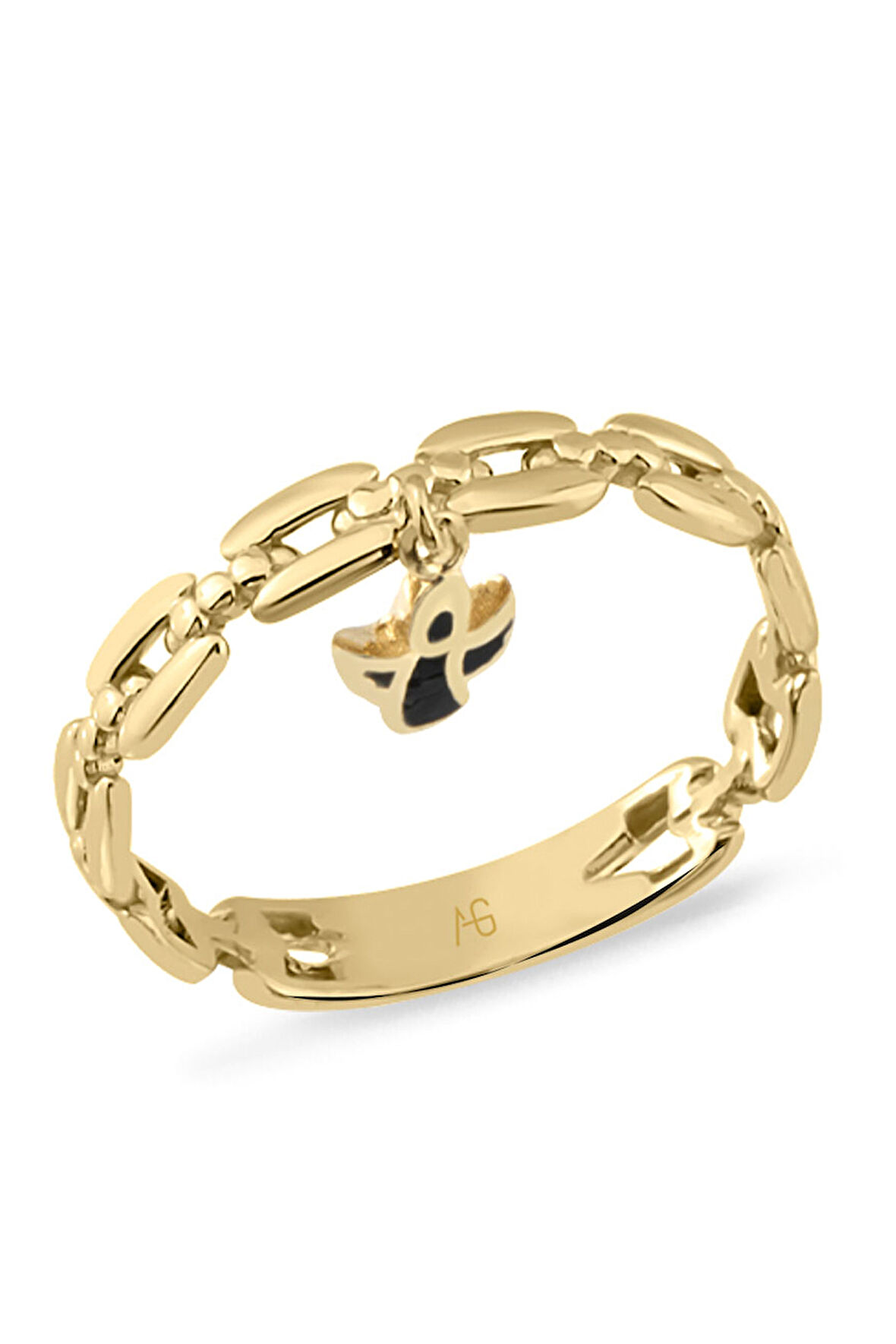 Melek Sallantılı Altın Zincir Yüzük