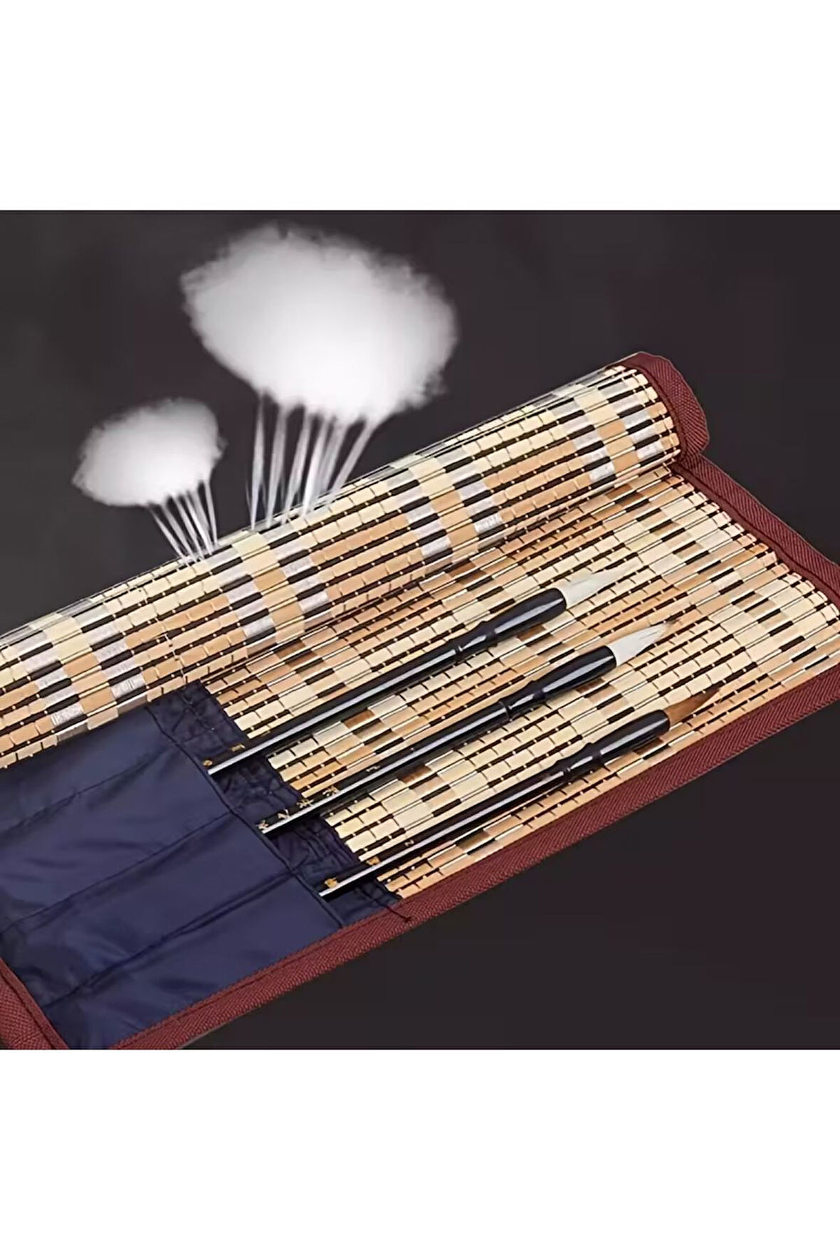 Sanatsal Rulo Fırça Çantası (Bambu) 15-20 Kapasiteli