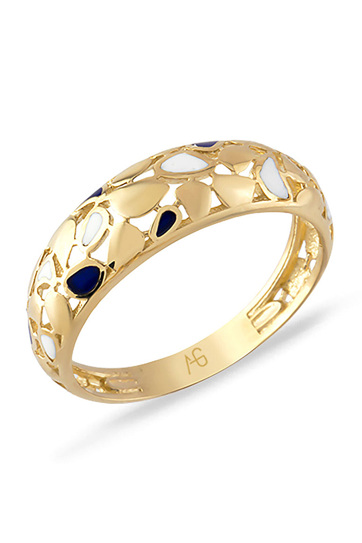 Mineli Altın Bombeli Yüzük