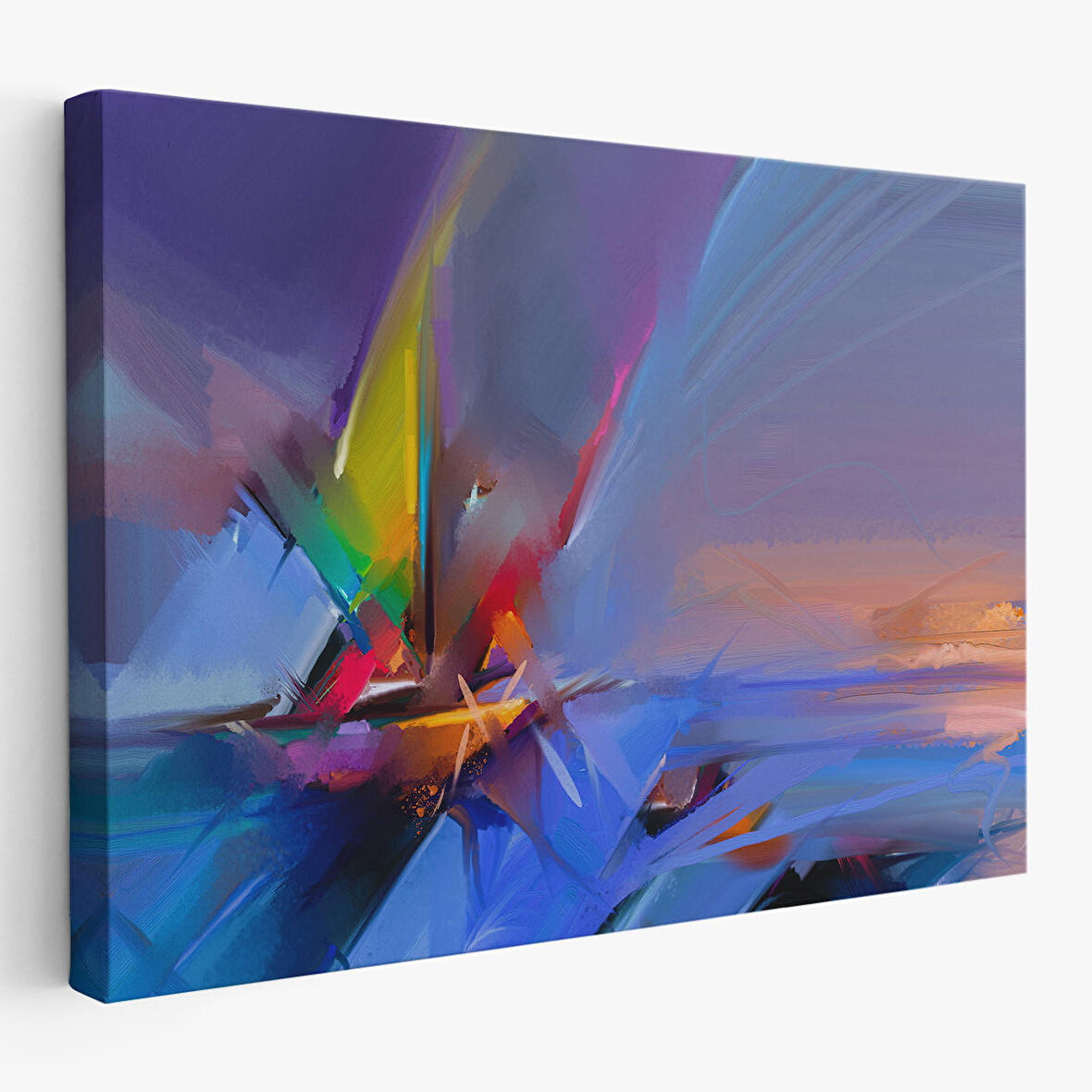 Fırça Darbeli Yelkenli Soyut Yağlıboya Görünüm Kanvas Tablosu-3585