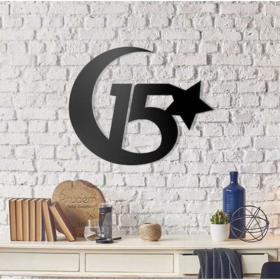 Lazer Kesim Metal Tablo Ay Yıldız 15 Temmuz Tablo 40x47 cm