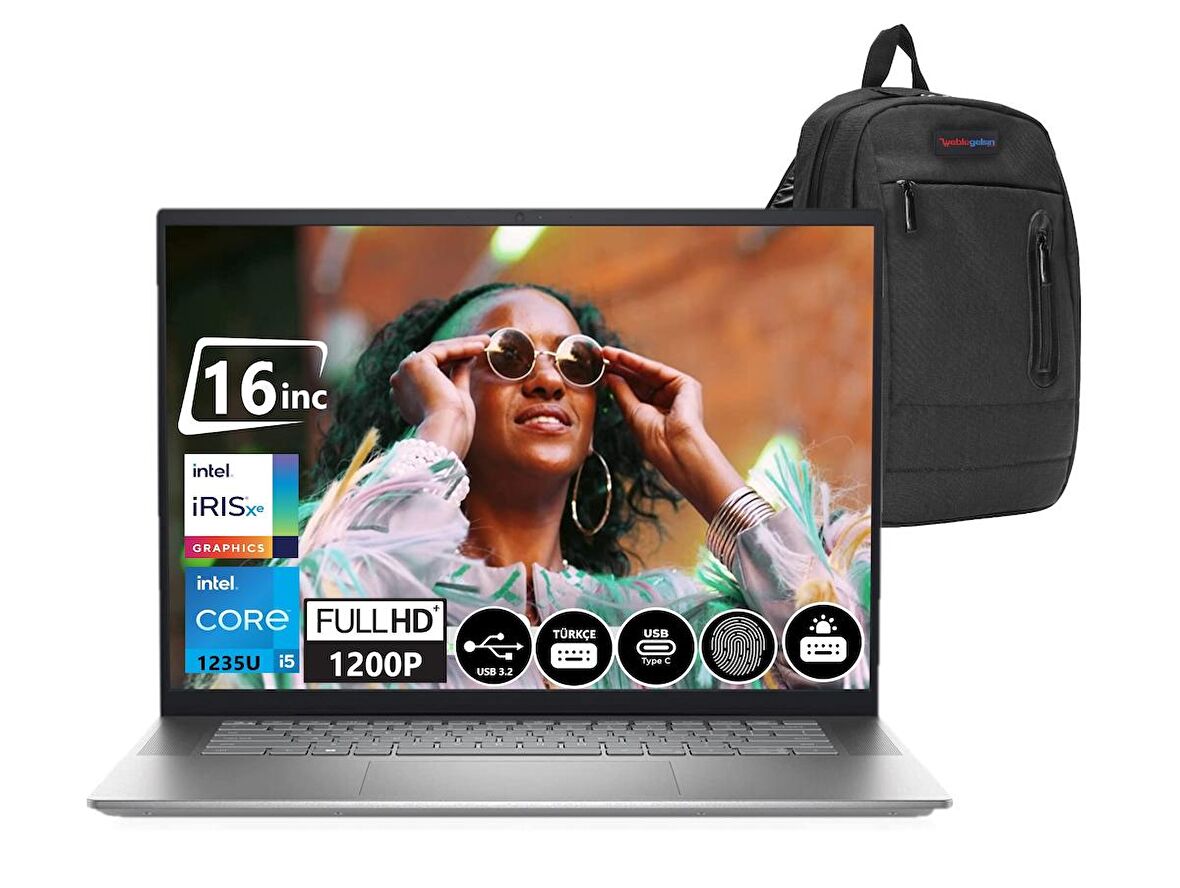 DELL İNSPİRON 16 5620 İntel Core i5 1235U 16gb 512gb SSD Windows11Home 16" FHD+ Taşınabilir Bilgisayar I56204101U19+ZettaÇanta