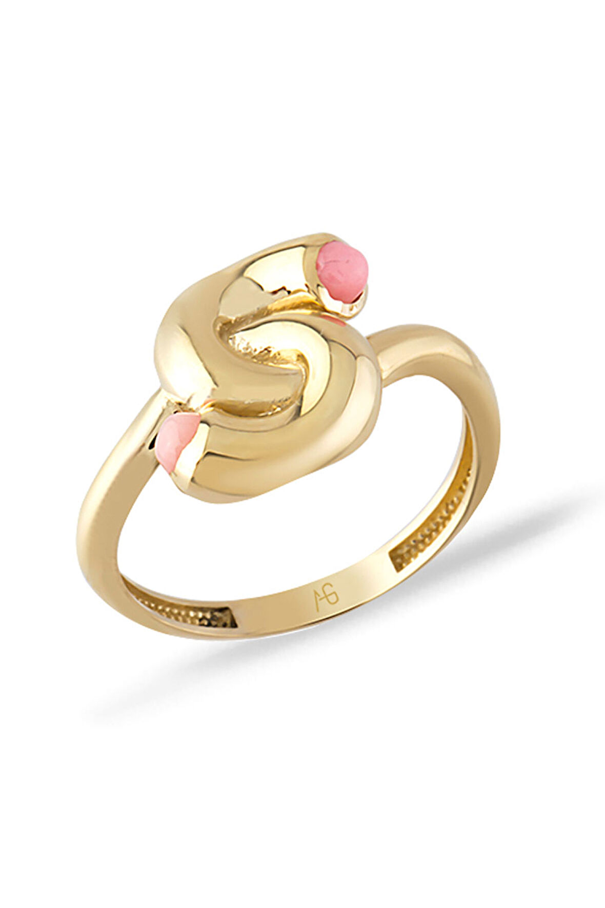 Altın Mercan Taşlı Döngü Yüzük