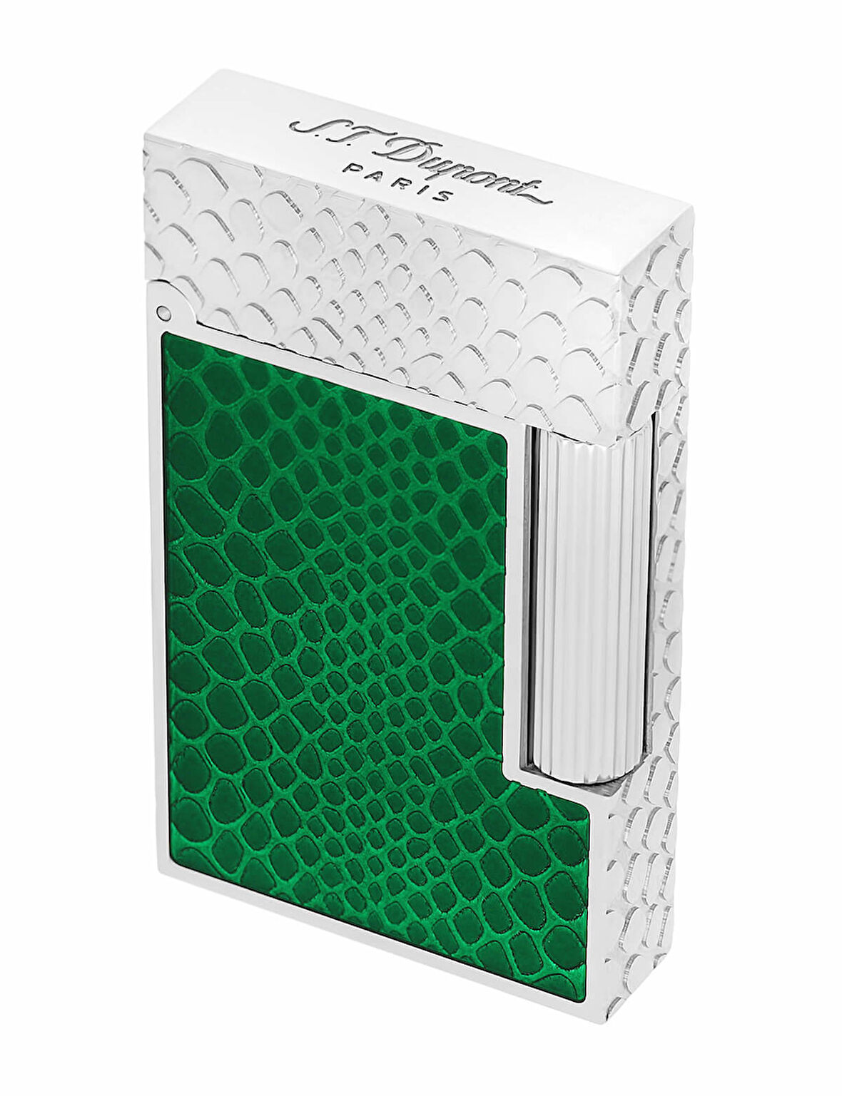 S.T. Dupont Ligne 2 Yeşil Yılan Derisi Desenli Guilloche Çakmak C16078