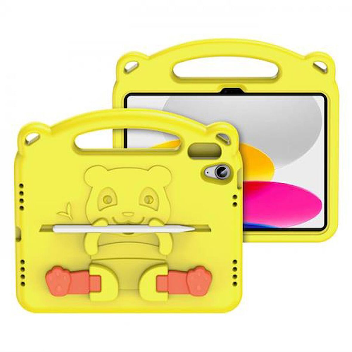 Coofbe Panda Desenli Standlı Zırhlı iPad 10.2 2022 Kılıf Yıkanabilir iPad 10.2 Kılıf Kalem Yerli