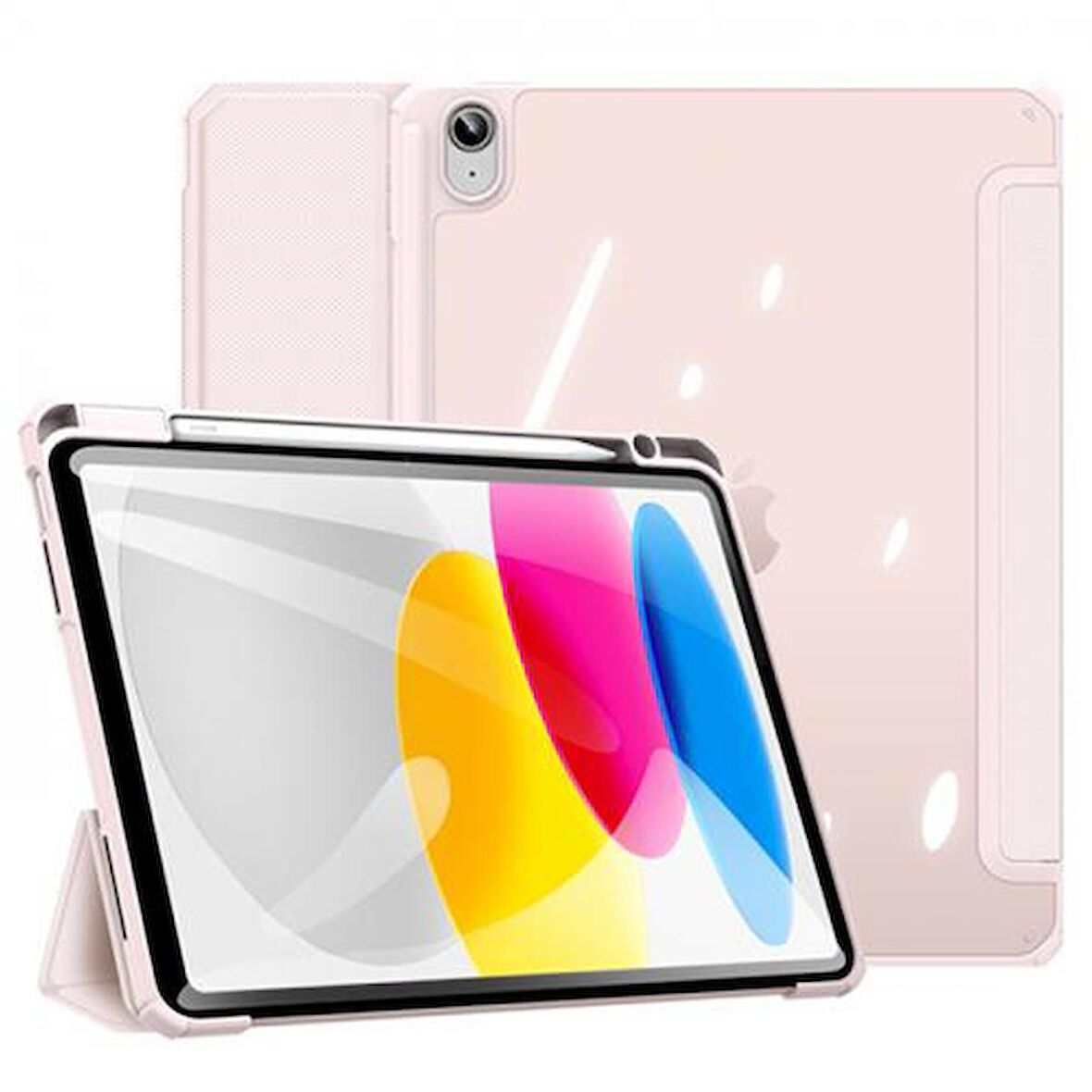 Coofbe Manyetik Kapaklı Kalem Yerli Standlı iPad 10.2 2022 Kılıf Şeffaf Arka Kapaklı iPad 10.2 Tablet Kılıf