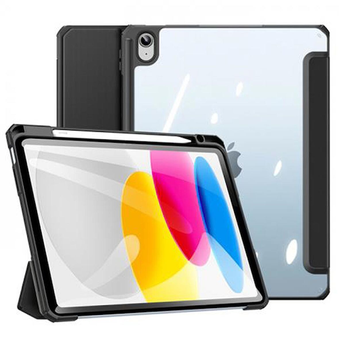 Coofbe Manyetik Kapaklı Kalem Yerli Standlı iPad 10.2 2022 Kılıf Şeffaf Arka Kapaklı iPad 10.2 Tablet Kılıf