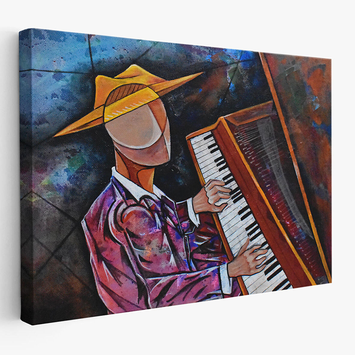 Piyano Çalan Sürreal Adam Duvar Tablosu-3599