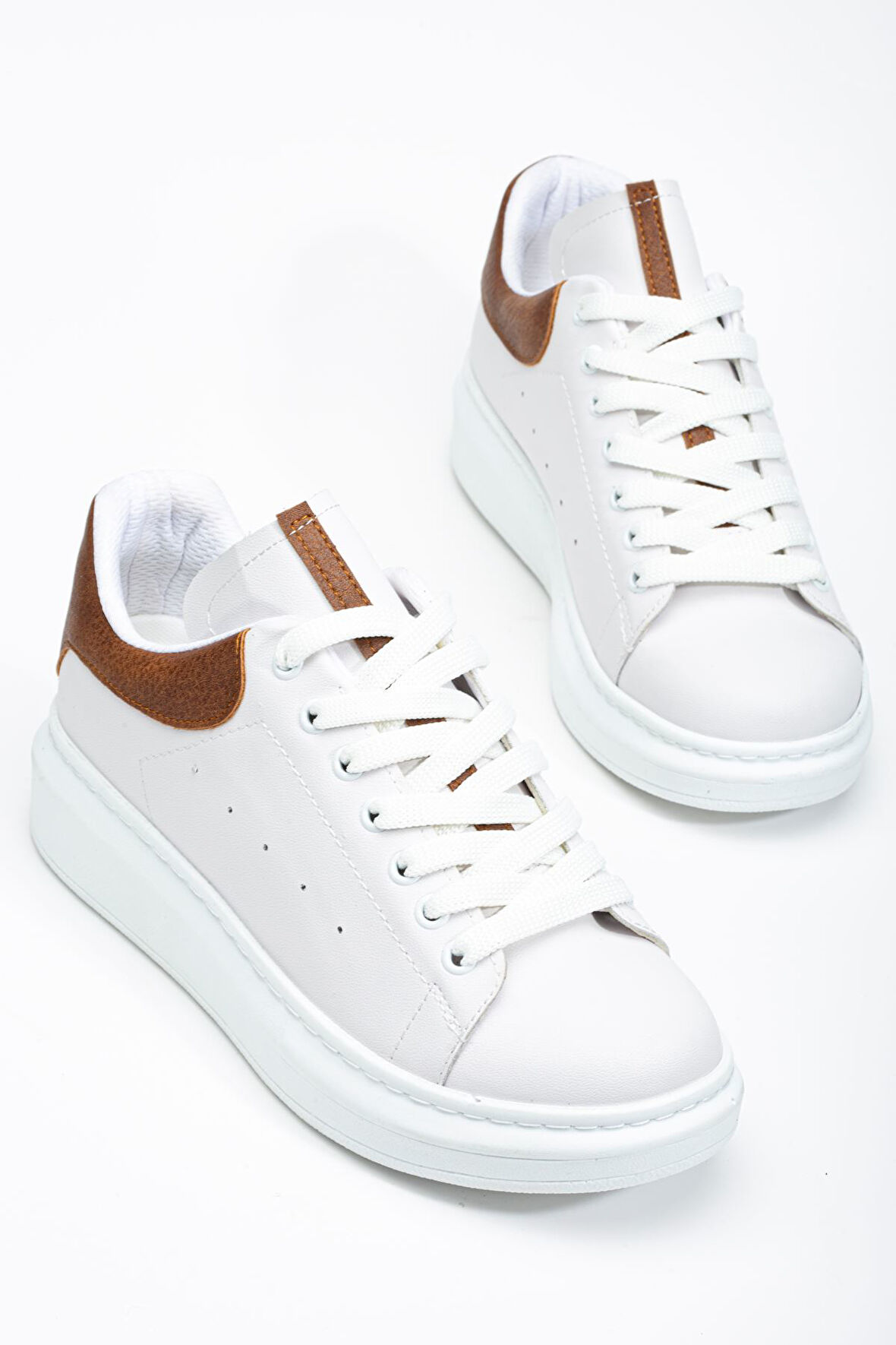 Fersatie Beyaz - Taba Kadın Sneaker Günlük Ayakkabı