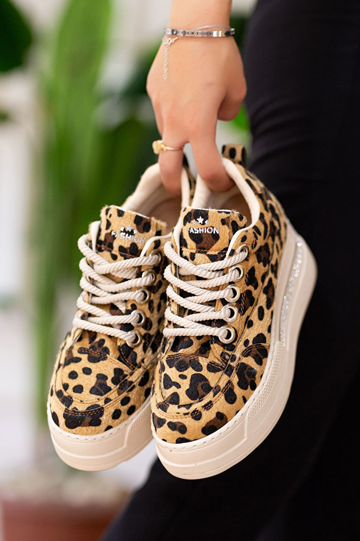 Granes Kadın Leopar Gizli Topuk Sneaker