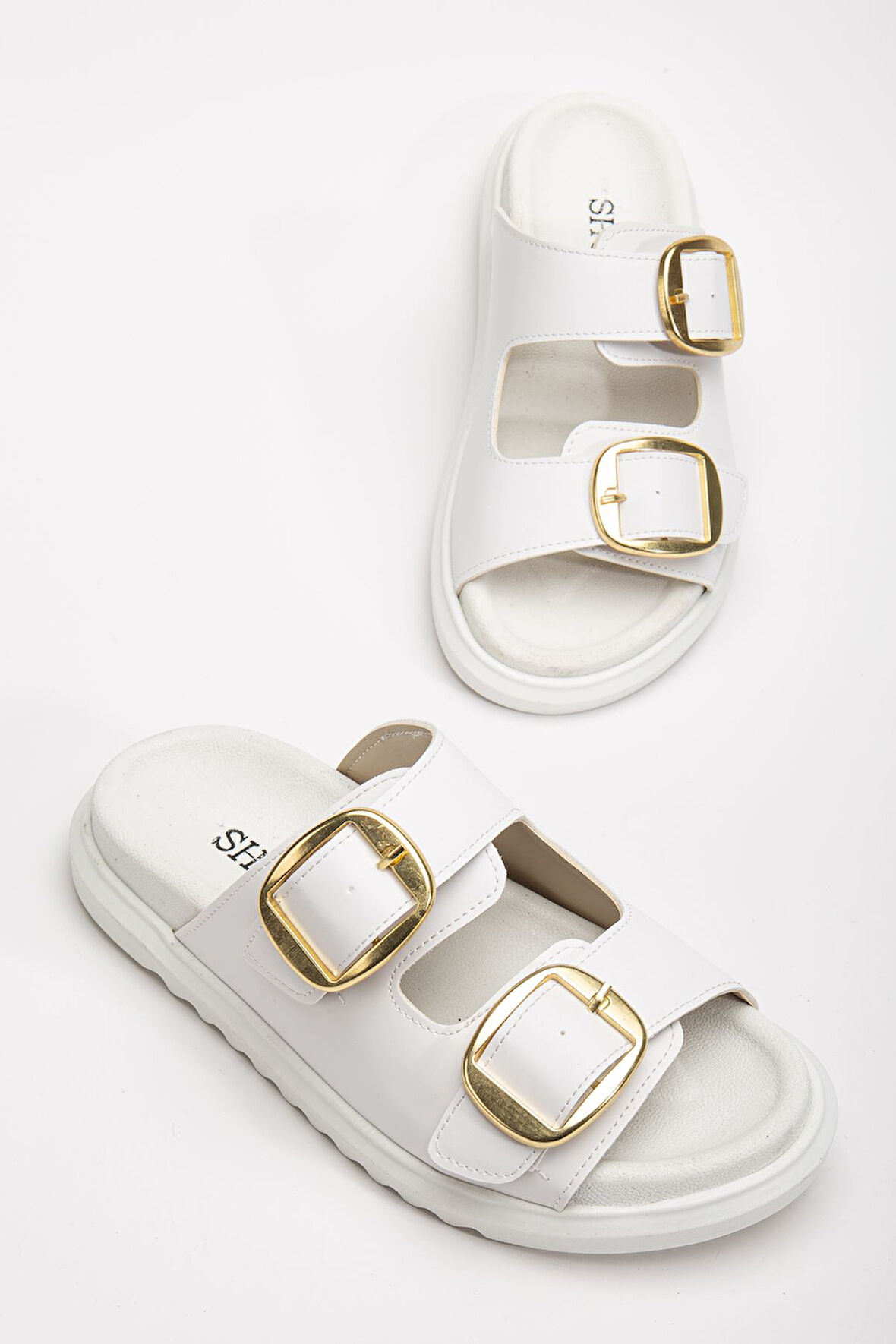 Harmony Çift Tokalı Yumuşak Tabanlı Günlük Beyaz Terlik