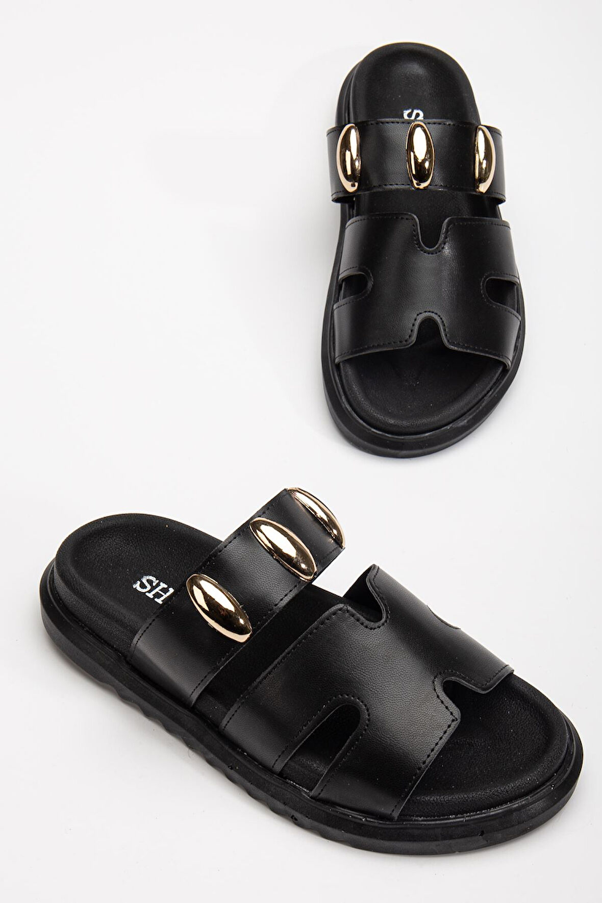 Rens Kadın Yumuşak Tabanlı Toka Detaylı Günlük Siyah Terlik