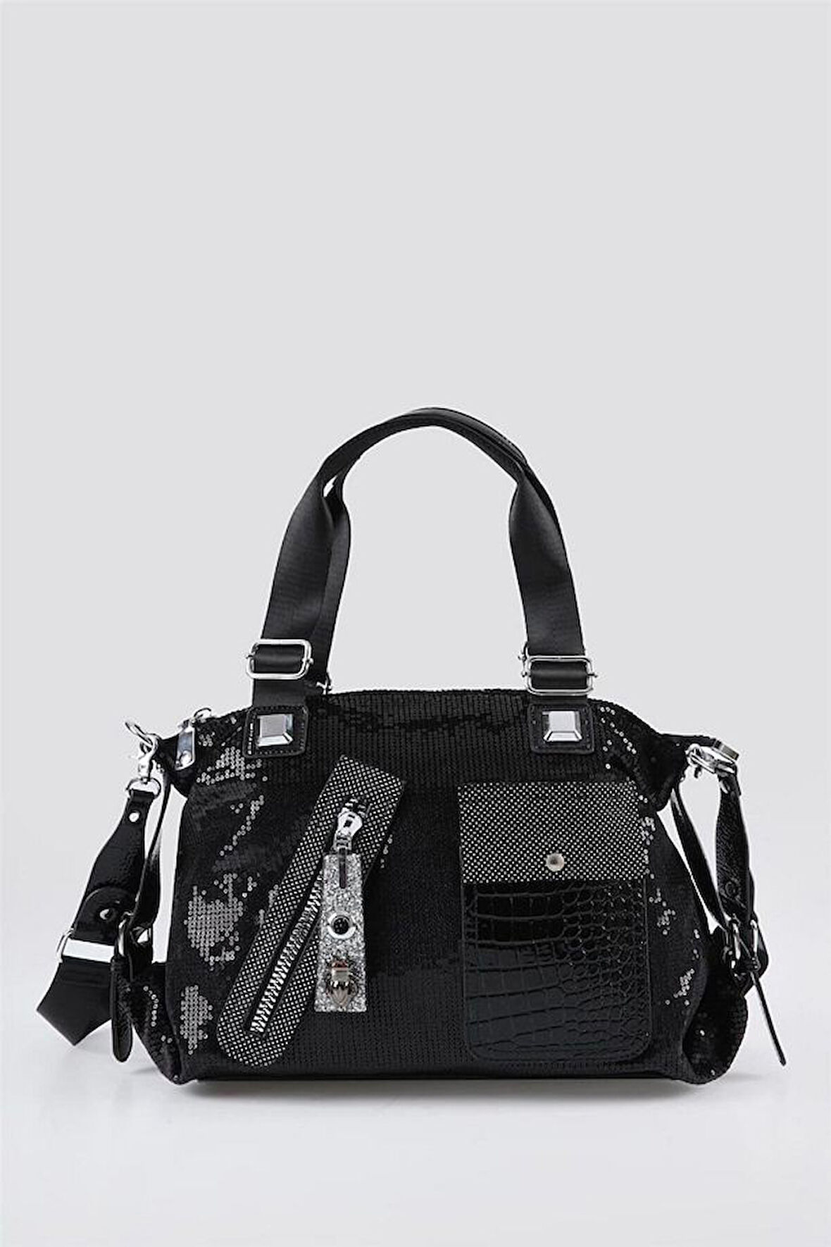 Merli Siyah Cilt Omuz Çantası