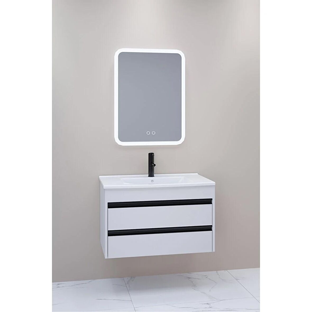 Levante 85 Cm Beyaz Lavabolu Banyo Dolabı Cmr Aynalı - Boy Dolap Hariç