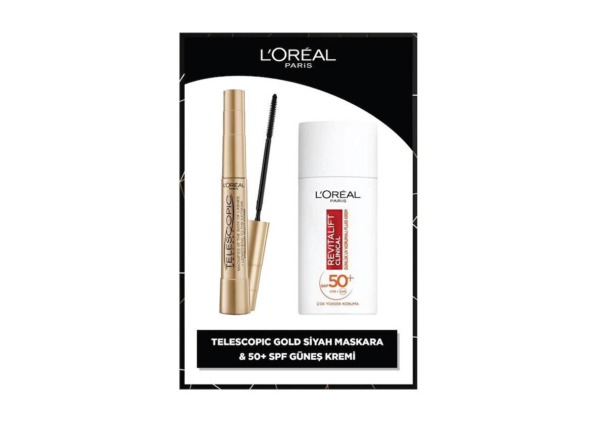 L'Oreal Paris Telescopic Maskara & Revitalift Clinical Spf 50 Günlük Yüksek Uv Korumalı Yüz Güneş Kremi 50ml