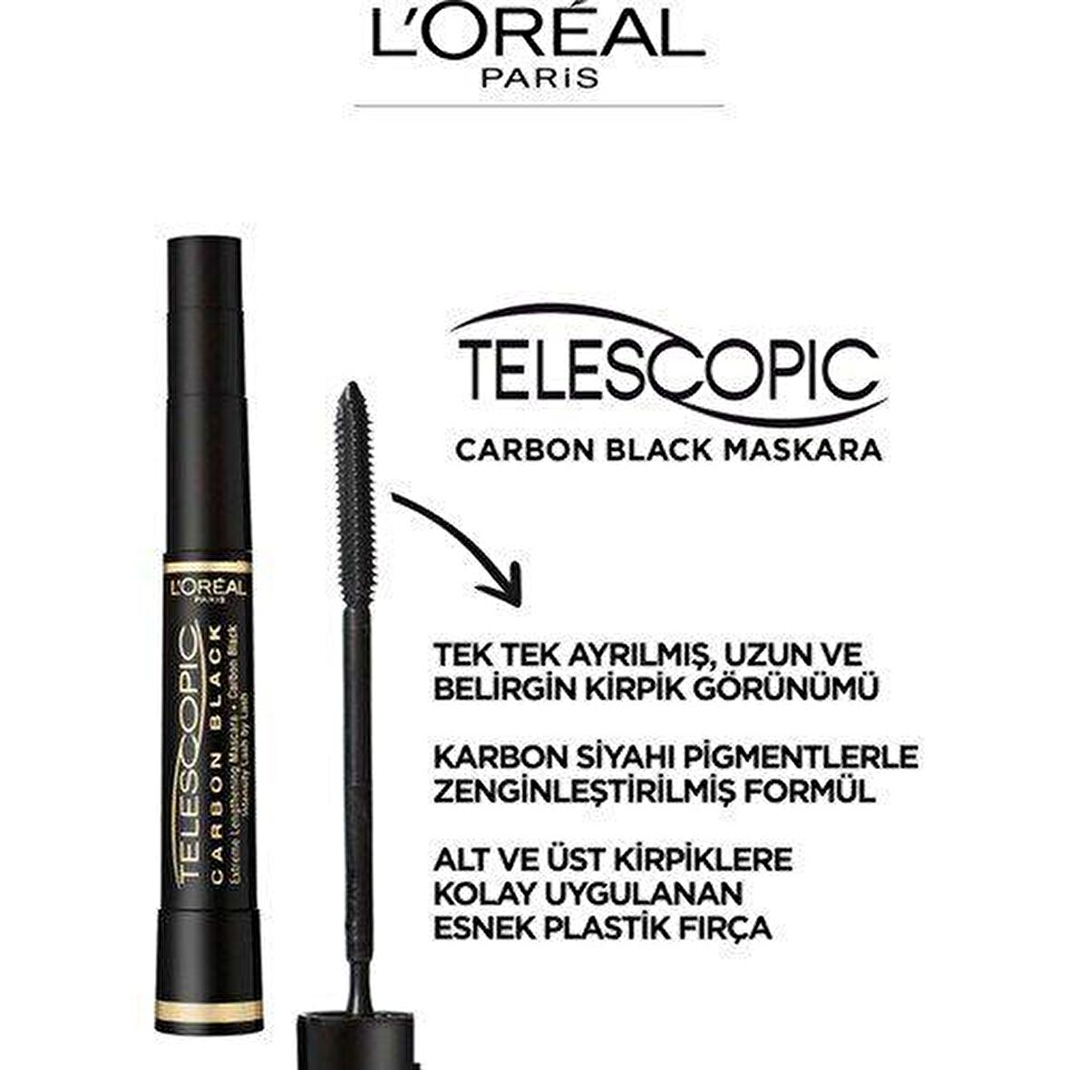 L'Oreal Paris Telescopic Carbon Extra Black Maskara - Siyah 3600521377024