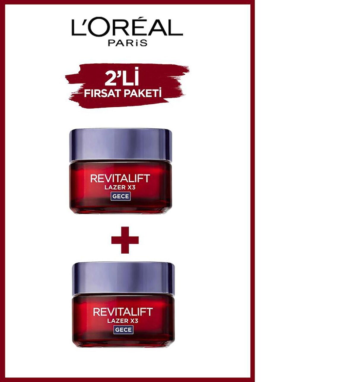 Loreal Paris Revitalift Lazer X3 Ailesi Gece Kremi 50 ml + 50 ml 2 adet