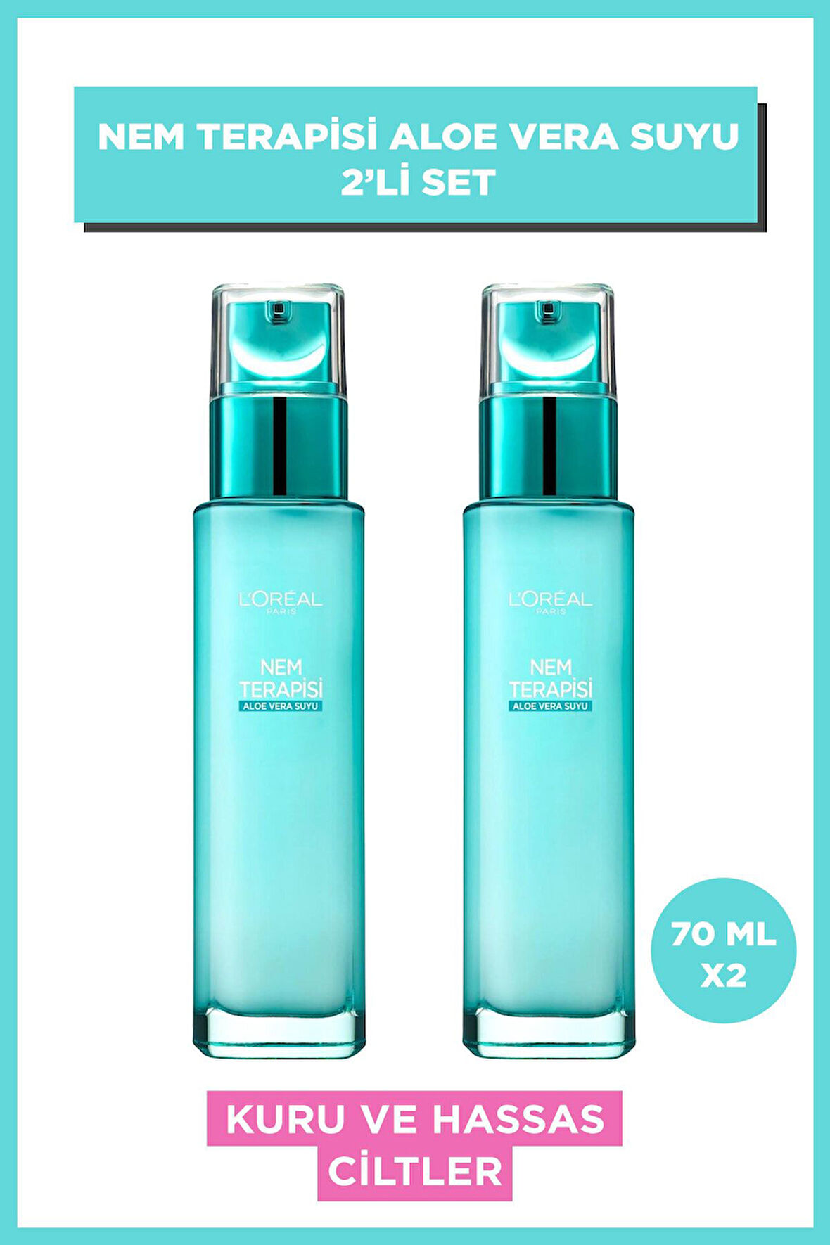 Nem Terapisi Aloe Vera Suyu Kuru Ve Hassas Ciltler Için Nemlendirici Krem 2'li Set