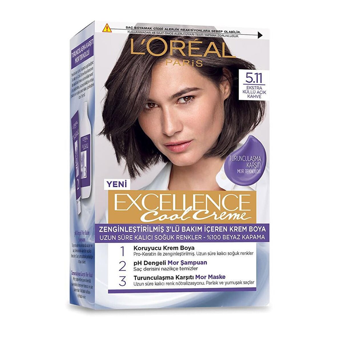 L’Oréal Paris Excellence Cool Creme Saç Boyası – 5.11 Ekstra Küllü Açık Kahve