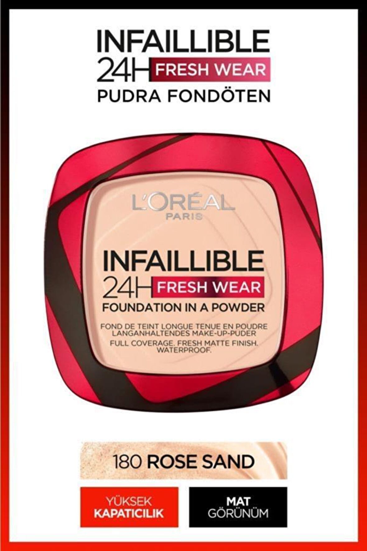 L'Oréal Paris Infaillible 24H Fresh Wear Pudra Fondöten 180 Rose Sand