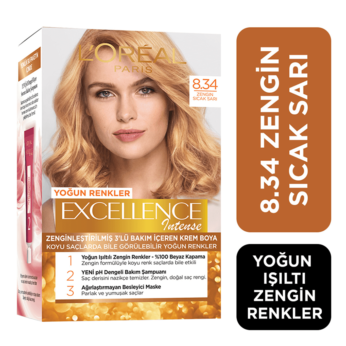 L'Oréal Paris Excellence Intense Saç Boyası 8.34 ZENGİN SICAK SARI