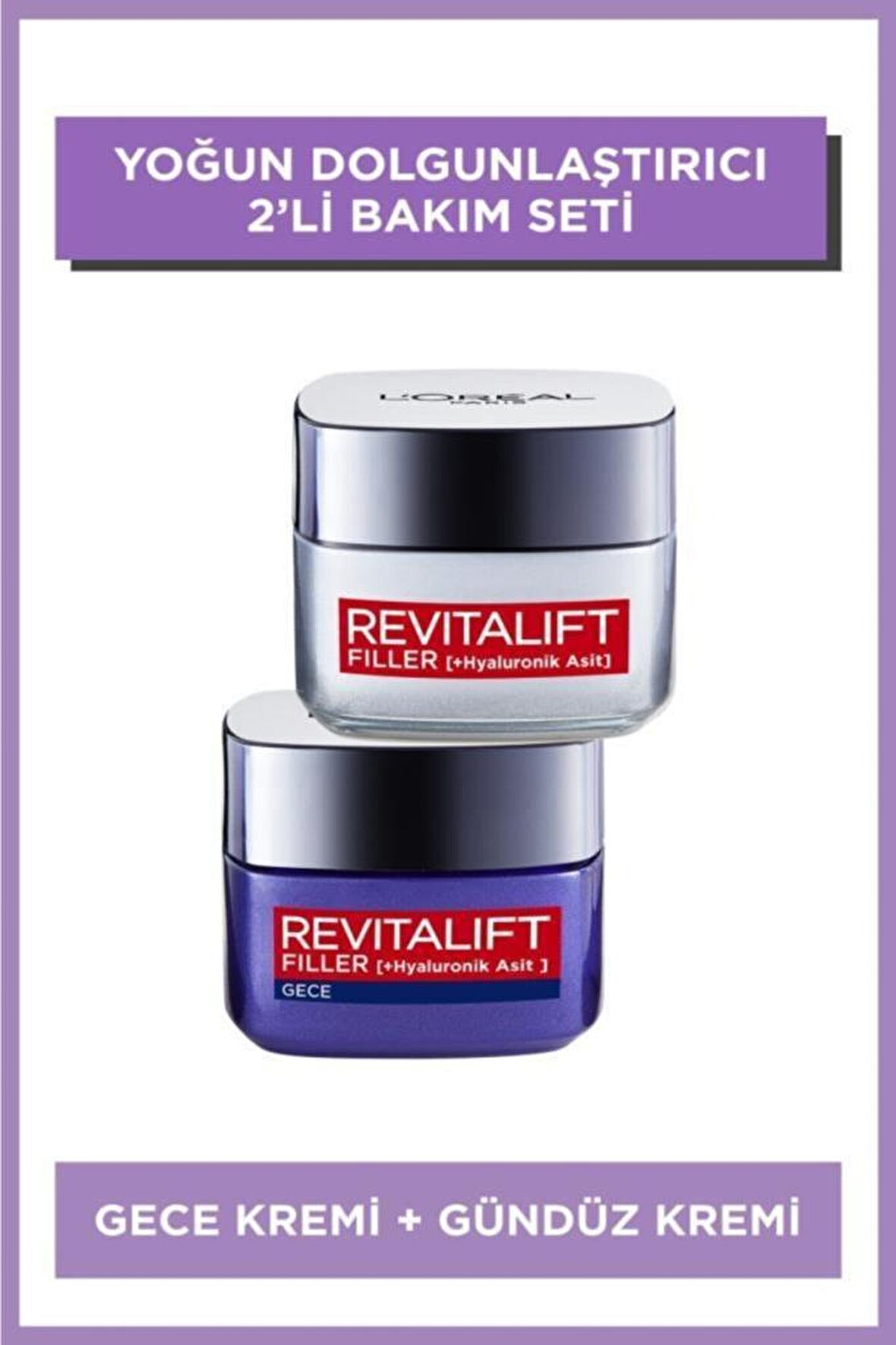 Loreal Paris Revitalift Filler Yaşlanma Karşıtı Kolajen 30 Yaş + Gece-Gündüz Yüz ve Boyun Kremi 50 ml Bakım Seti 