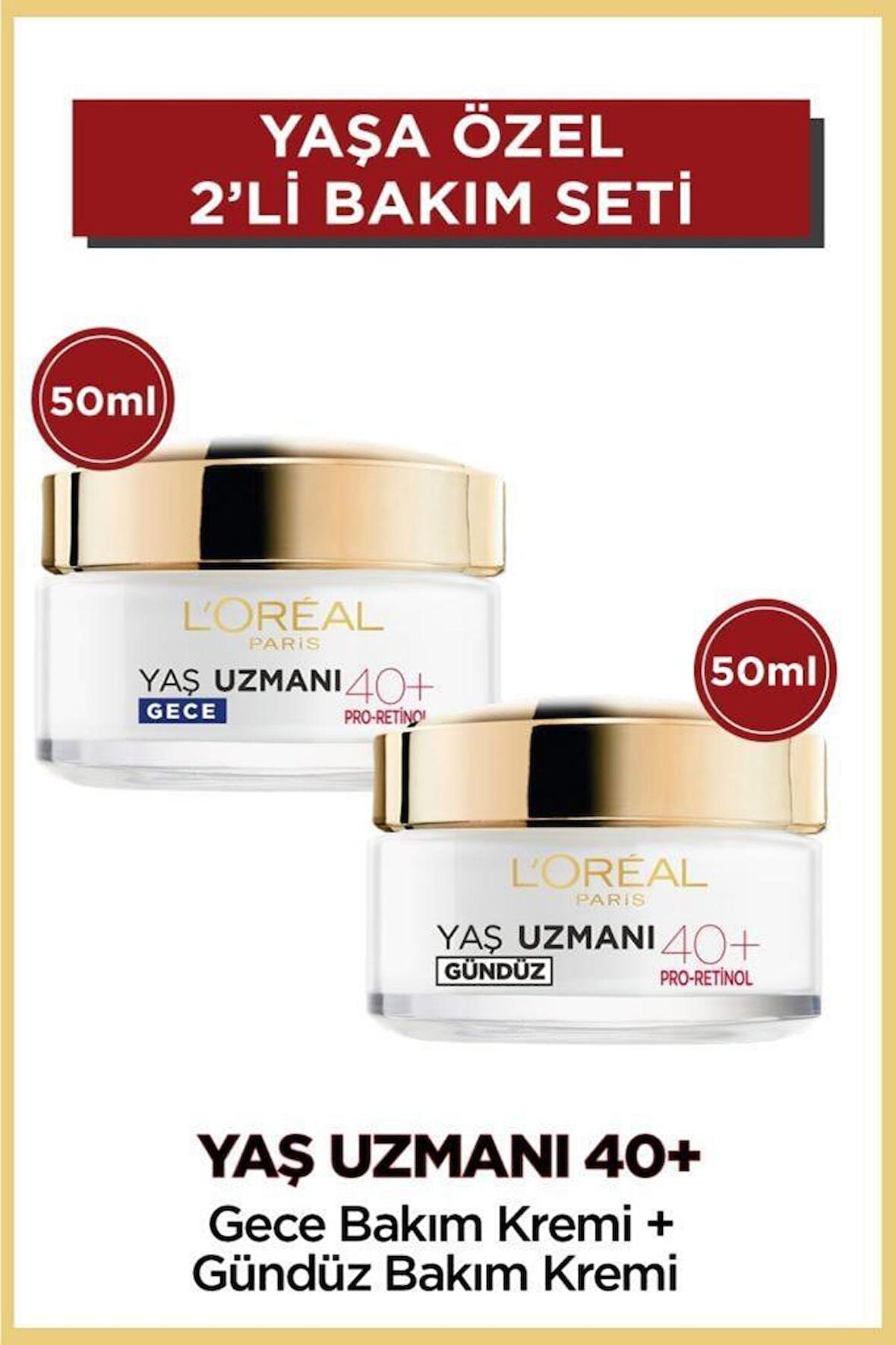 L'Oreal Paris Yaş Uzmanı 40+ Kırışıklık Karşıtı Sıkılaştırıcı Gündüz & Gece Kremi Seti 2'li Set 