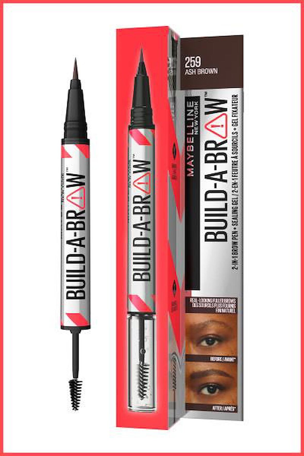 Maybelline New York Build a Brow 2in1 Kaş Kalemi ve Jeli Ash Brown 259