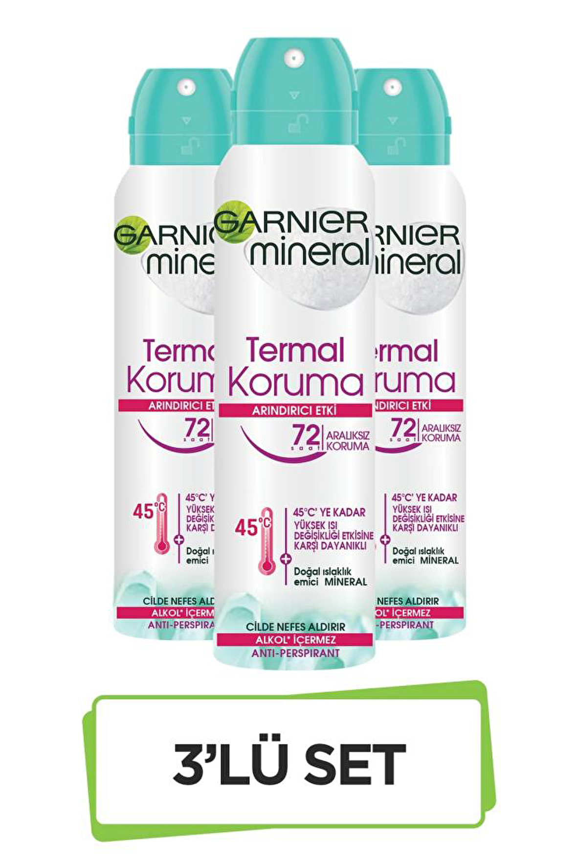 Garnier Termal Koruma Antiperspirant Ter Önleyici Leke Yapmayan Kadın Sprey Deodorant 150 ml x 3