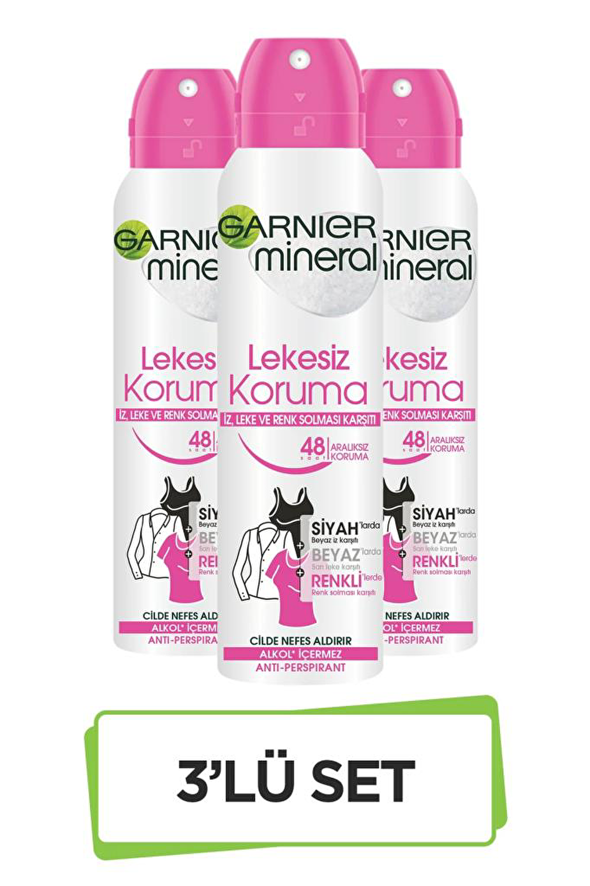 Garnier Lekesiz Koruma Antiperspirant Ter Önleyici Leke Yapmayan Kadın Sprey Deodorant 150 ml x 3