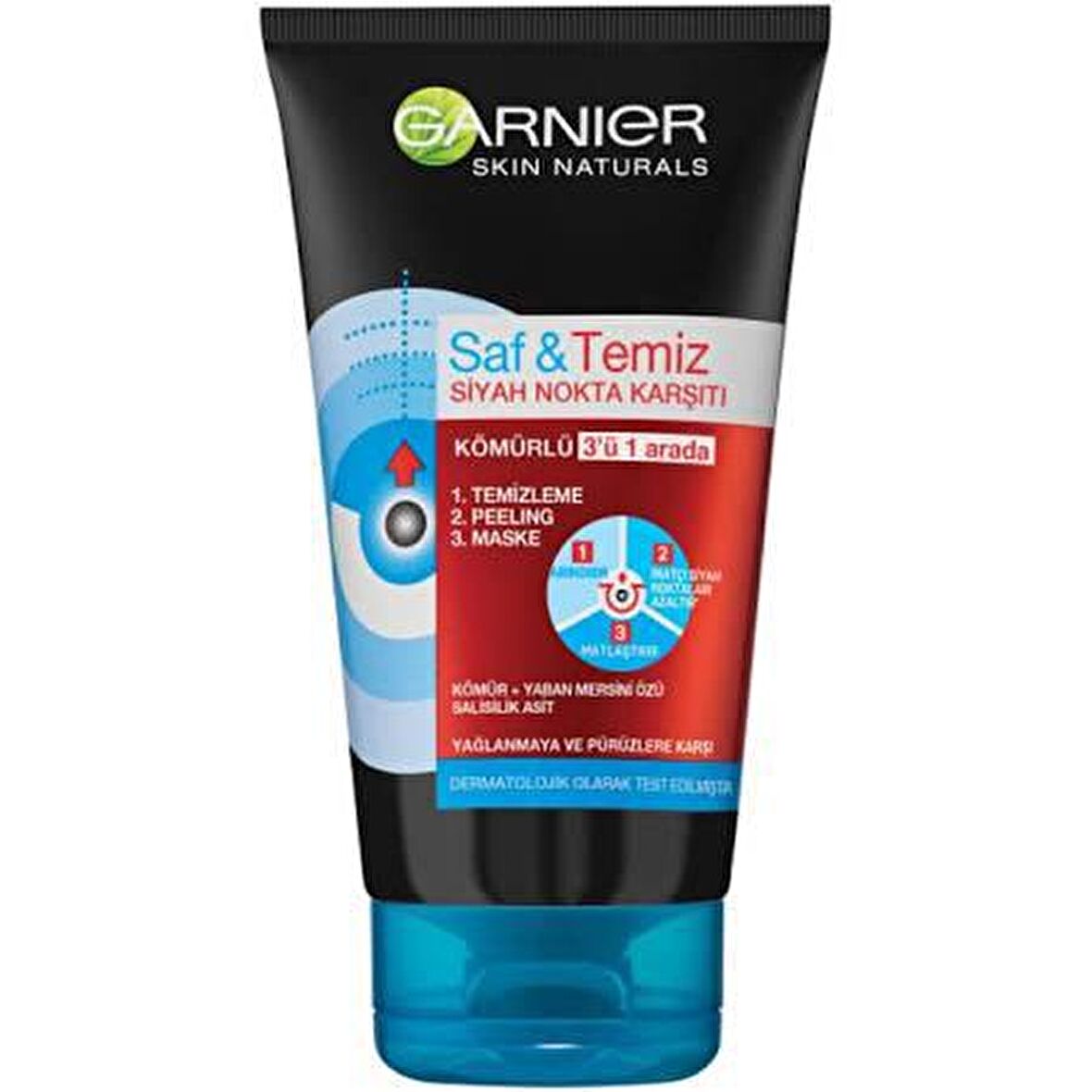 Garnier Saf&Temiz Siyah Nokta Karşıtı Kömürlü 3'ü 1 Arada 150 Ml