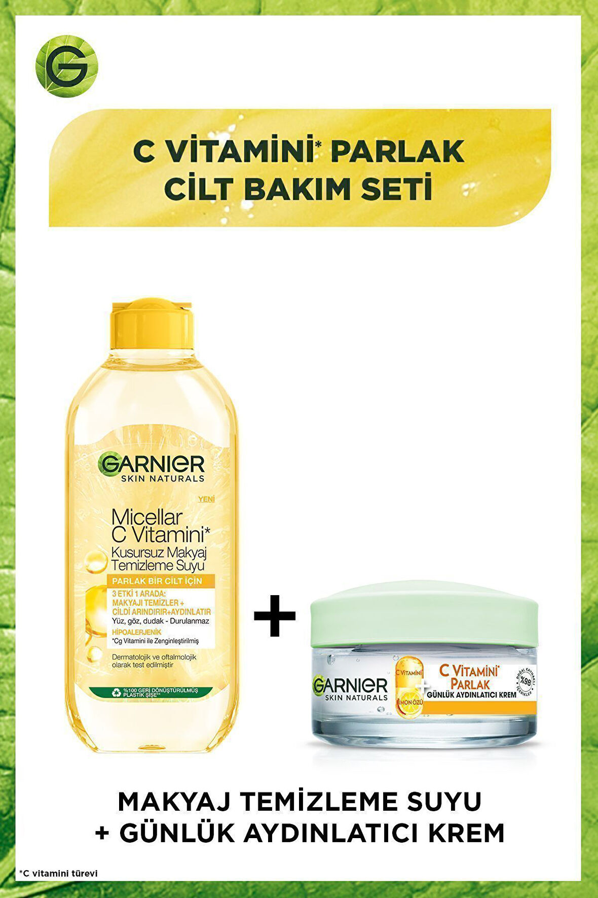 Micellar C Vitamini Kusursuz Makyaj Temizleme Suyu & C Vitamini Parlak Günlük Aydınlatıcı Krem