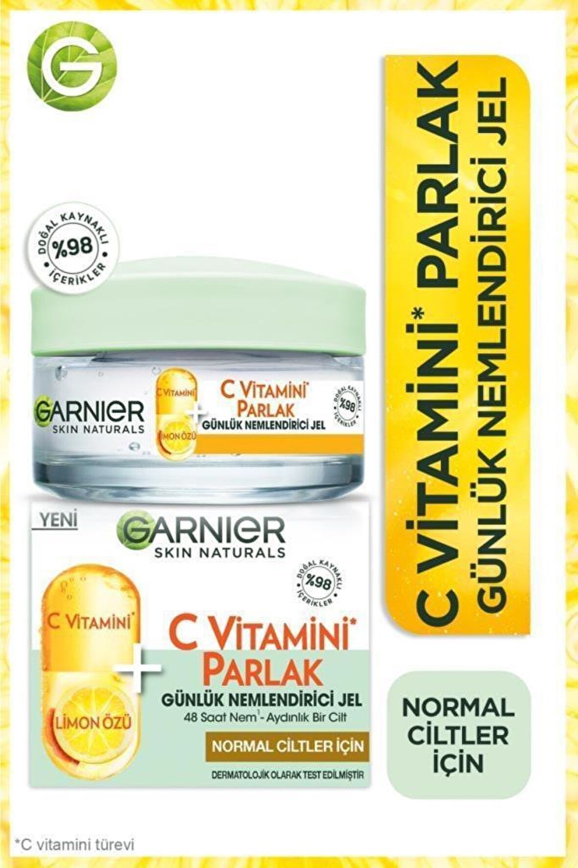 Garnier C vitamini İçin Su Bazlı Yağsız Nemlendirici Yüz Bakım Kremi 50 ml