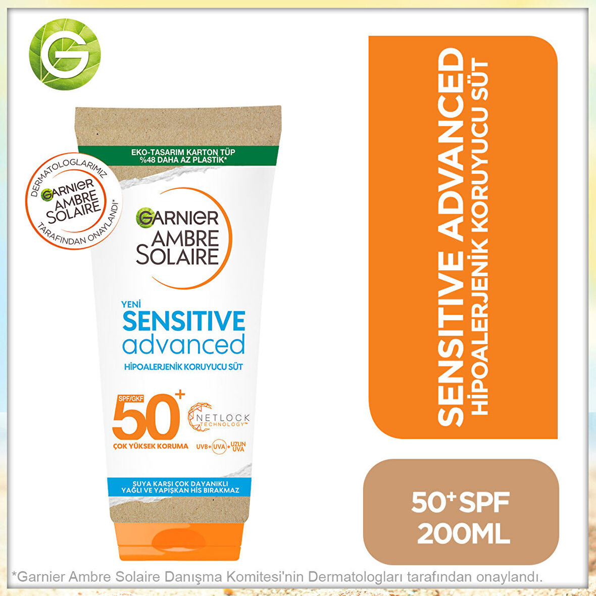 Garnier Ambre Solaire Sensitive Advanced Hipoalerjenik Güneş Koruyucu Süt Spf50+ 175Ml